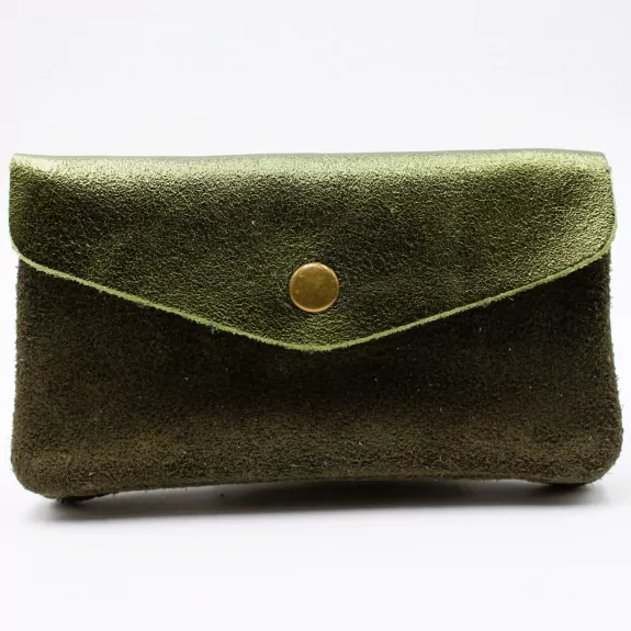 Porte monnaie cuir pailleté et peau