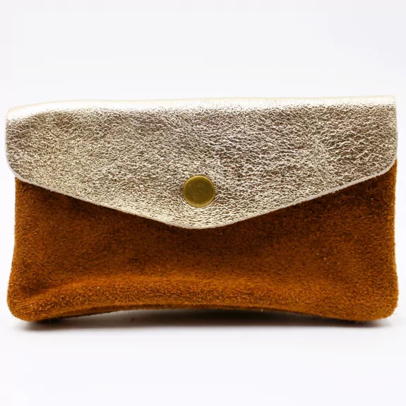 Porte monnaie cuir pailleté et peau