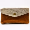 Porte monnaie cuir pailleté et peau