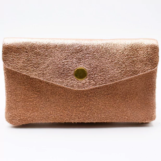 Porte monnaie cuir pailleté et peau