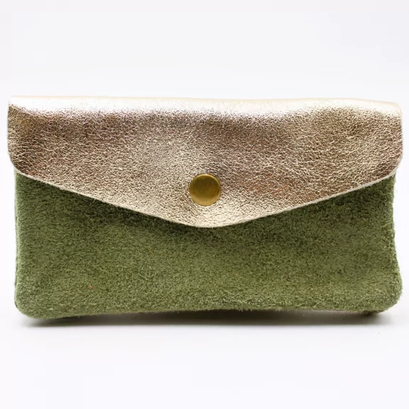 Porte monnaie cuir pailleté et peau
