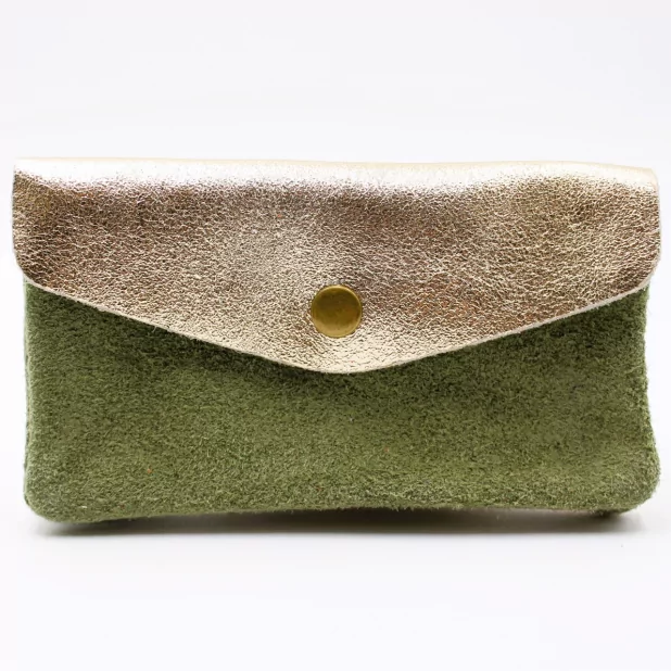 Porte monnaie cuir pailleté et peau