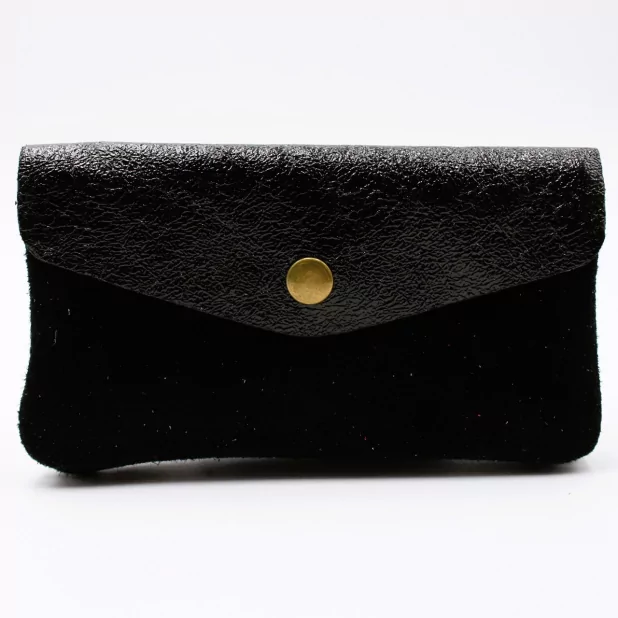Porte monnaie cuir pailleté et peau