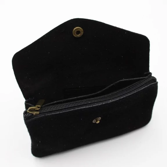 Porte monnaie cuir pailleté et peau