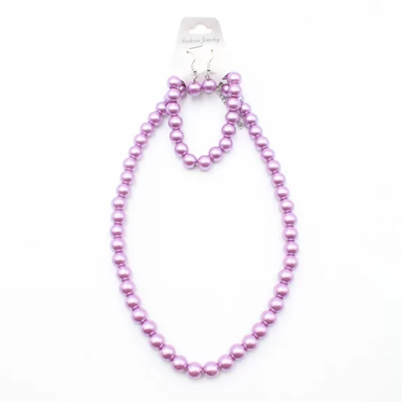 parure de perles collier + bracelet + boucle d'oreille