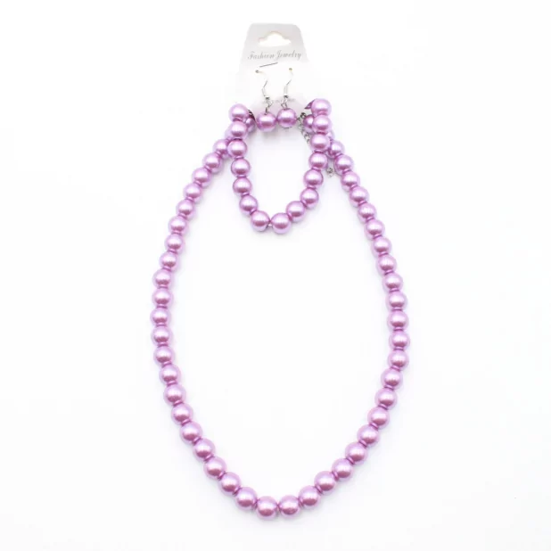 parure de perles collier + bracelet + boucle d'oreille