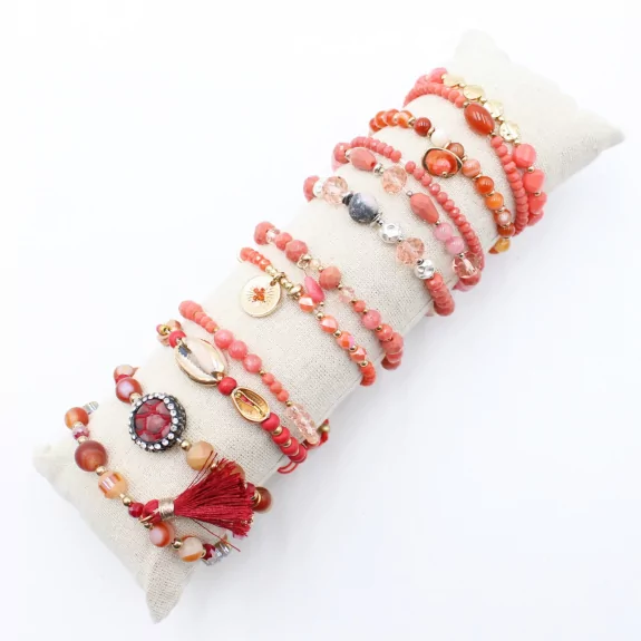 Pack de 12 bracelets perles et pampilles