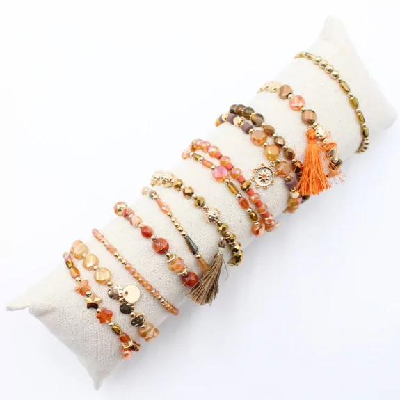 Pack de 12 bracelets perles et pampilles