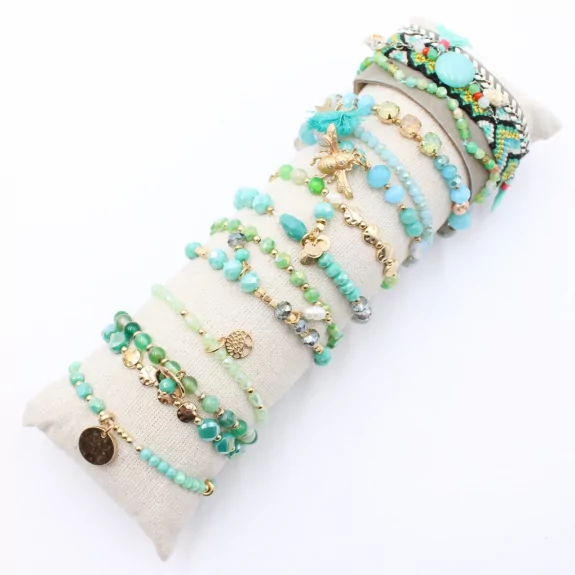 Pack de 12 bracelets perles et pampilles