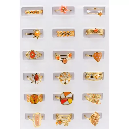 Pack 18 bagues acier inoxydable - ORANGE