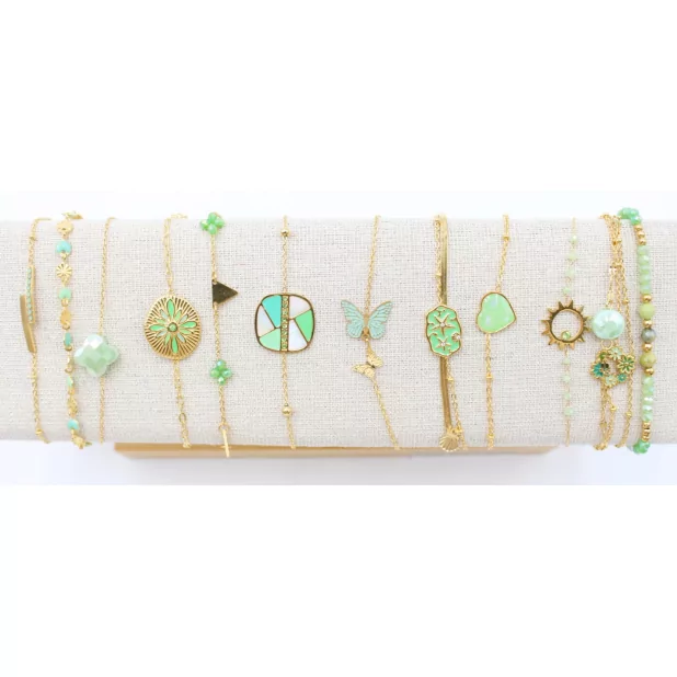 Pack de 12 bracelets acier - VERT CLAIR