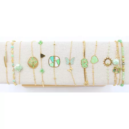 Pack de 12 bracelets acier - VERT CLAIR