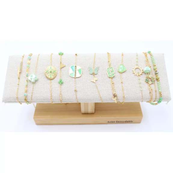 Pack de 12 bracelets acier - VERT CLAIR