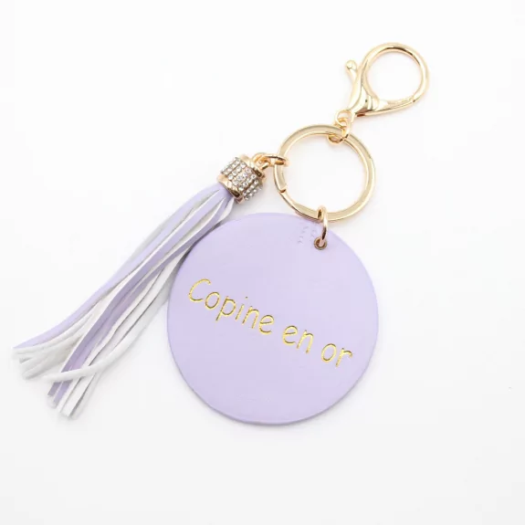 Porte clefs avec message copine en or