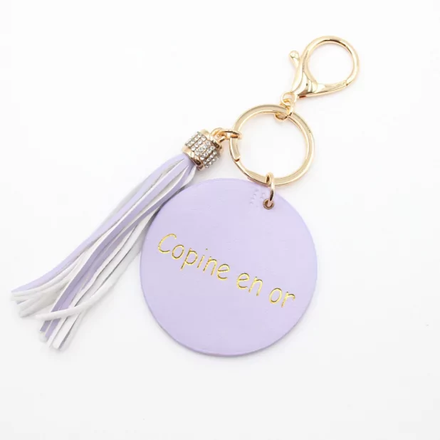 Porte clefs avec message copine en or