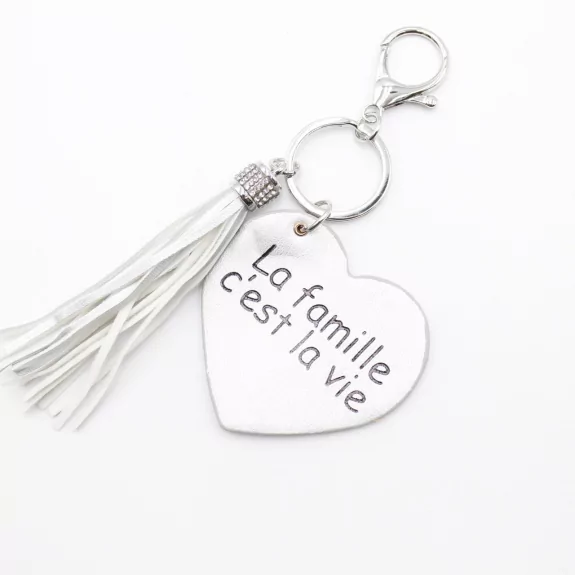 Porte clefs avec message la famille c'est la vie