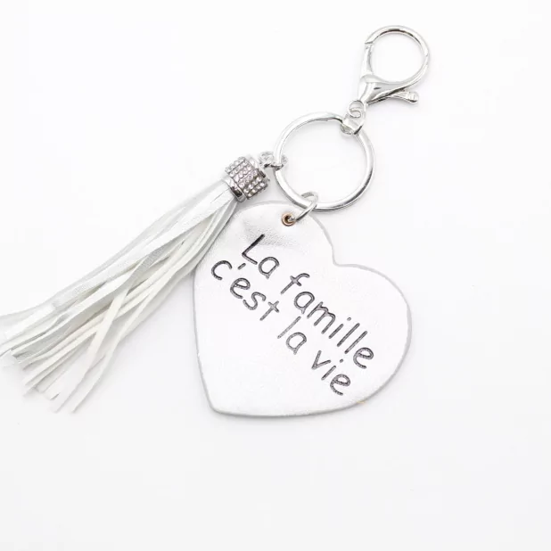 Porte clefs avec message la famille c'est la vie