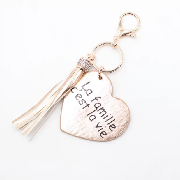 Porte clefs avec message la famille c'est la vie