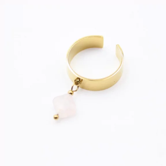 Bague acier inoxydable avec pampille en pierre véritable