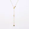 Collier en acier avec perles de couleur et grain de café forme Y