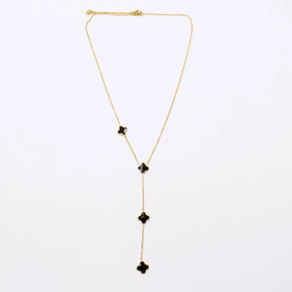 Collier acier inoxydable avec trèfle émaillé