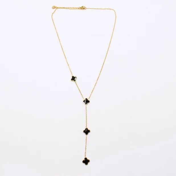 Collier acier inoxydable avec trèfle émaillé