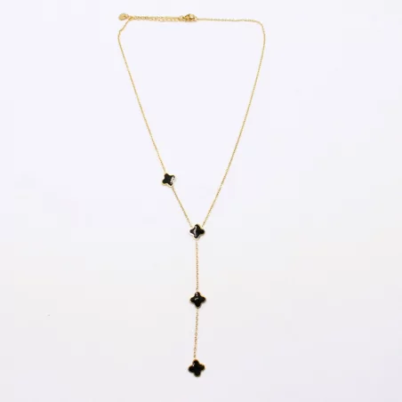 Collier acier inoxydable avec trèfle émaillé