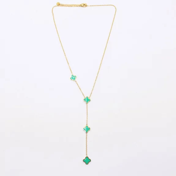 Collier acier inoxydable avec trèfle émaillé