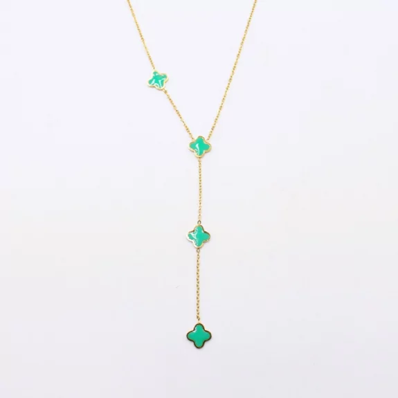 Collier acier inoxydable avec trèfle émaillé