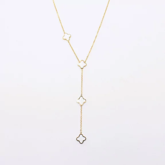 Collier acier inoxydable avec trèfle émaillé