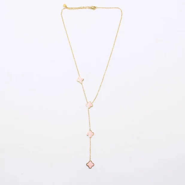 Collier acier inoxydable avec trèfle émaillé