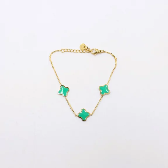 Bracelet acier inoxydable avec trèfle émaillé