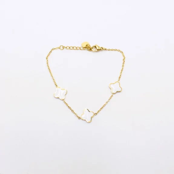 Bracelet acier inoxydable avec trèfle émaillé