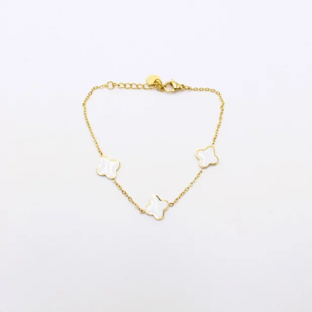 Bracelet acier inoxydable avec trèfle émaillé