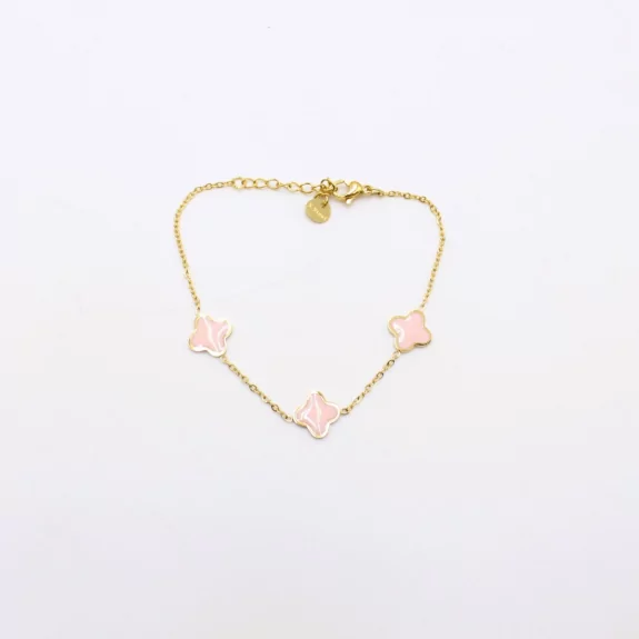 Bracelet acier inoxydable avec trèfle émaillé