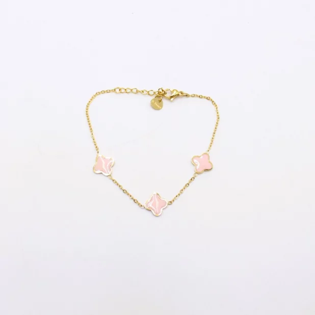 Bracelet acier inoxydable avec trèfle émaillé