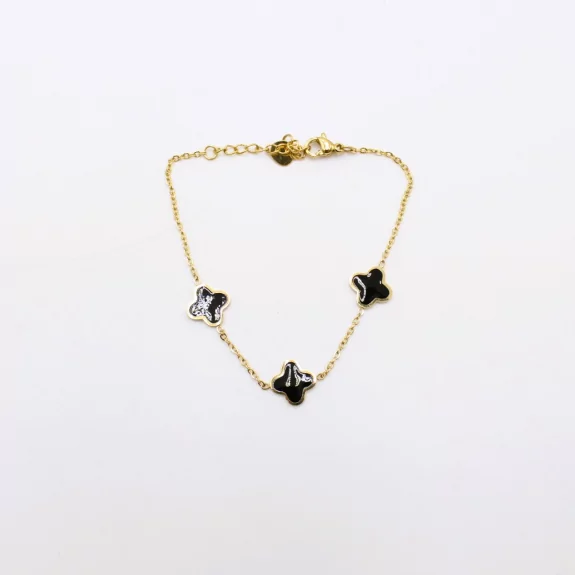 Bracelet acier inoxydable avec trèfle émaillé