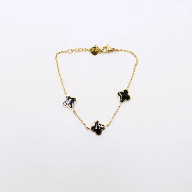 Bracelet acier inoxydable avec trèfle émaillé