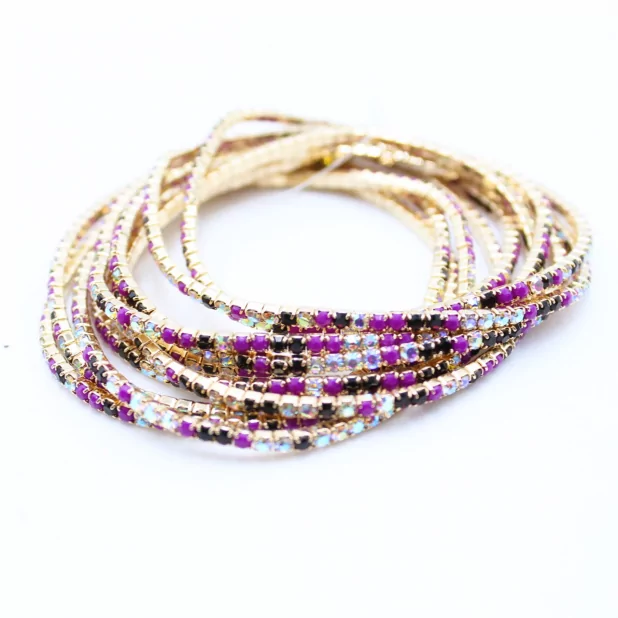 Lot de 10 bracelets strass