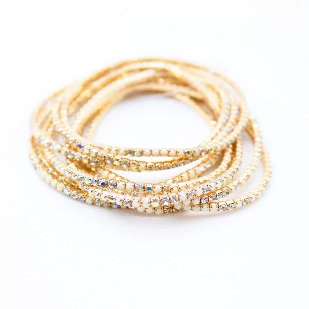Lot de 10 bracelets strass