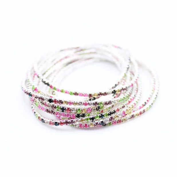 Lot de 10 bracelets strass argenté