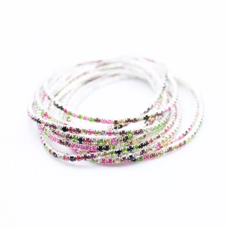 Lot de 10 bracelets strass argenté