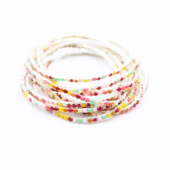Lot de 10 bracelets strass argenté