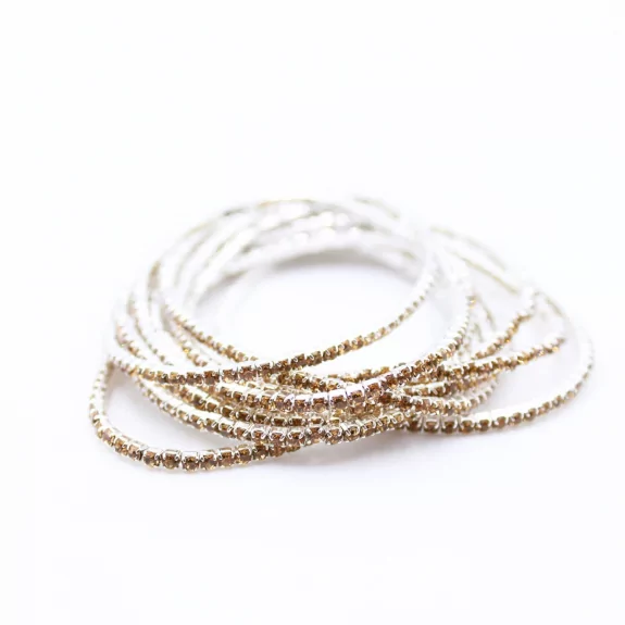 Lot de 10 bracelets strass argenté