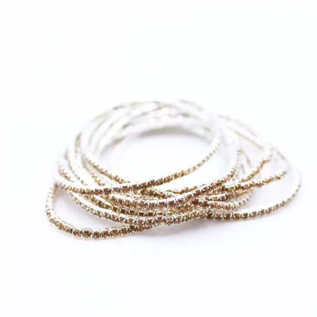 Lot de 10 bracelets strass argenté