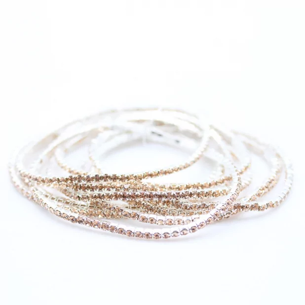 Lot de 10 bracelets strass argenté