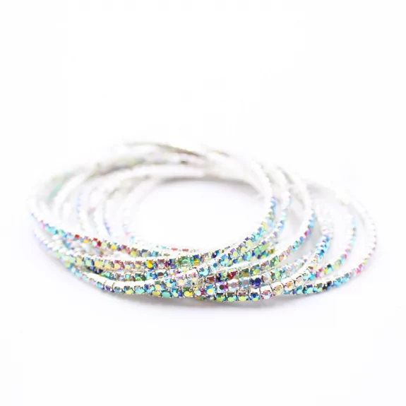 Lot de 10 bracelets strass argenté