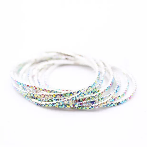 Lot de 10 bracelets strass argenté
