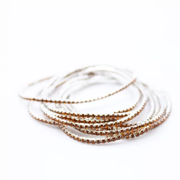 Lot de 10 bracelets strass argenté