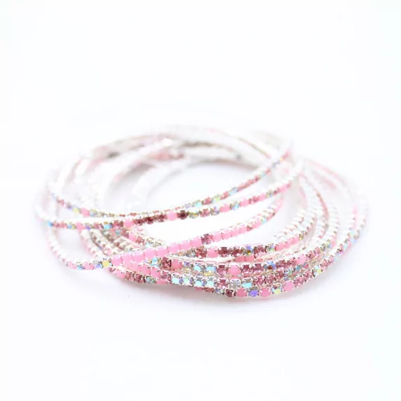 Lot de 10 bracelets strass argenté